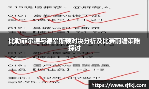 比勒菲尔德与德累斯顿对决分析及比赛前瞻策略探讨